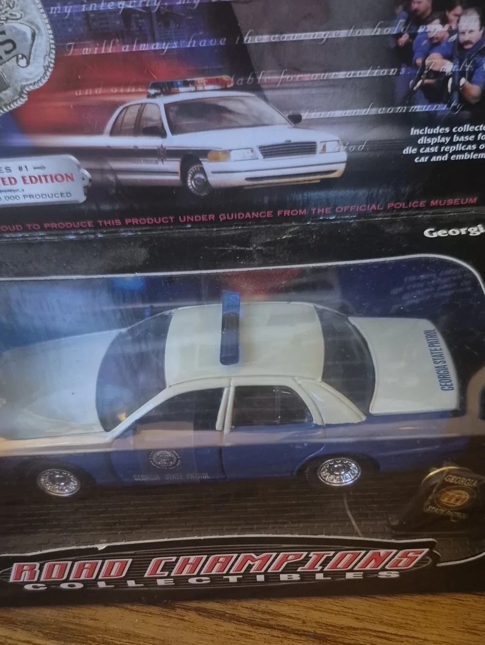 New In Box Lot3 Champion White Police Car Toy -Packaged Collectible. Dated 1999